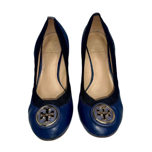Tory Burch Caroline Navy Blue Ballet Pump Wedges Size 6M - Picture 2 of 8